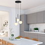 Opviq 11465 Lámpara de Araña Moderna, Metálica y de Cristal con Estilos Industrial y Escandinavo, Altura Ajustable, Blanco/Negro